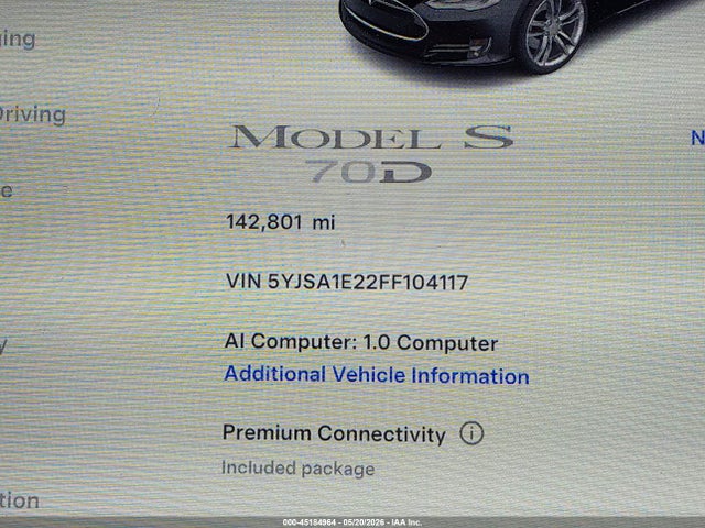 Tesla Model S 70d/85d/p85d 2015 5YJSA1E22FF104117 Image 7