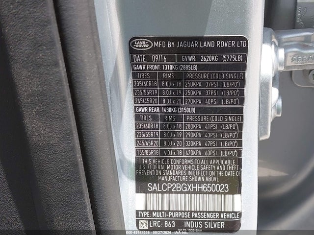 Продаж на аукціоні авто 2017 Land Rover Discovery Sport Se, vin: SALCP2BGXHH650023, номер лоту: 45184986