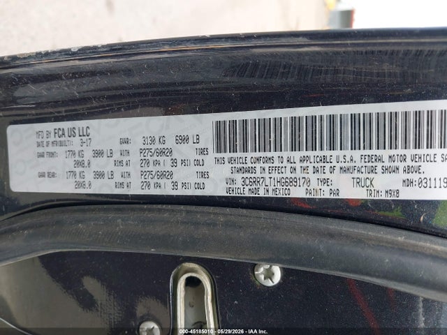 3C6RR7LT1HG689170 RAM 1500 Big Horn 4x4 5&#039;7 Box
