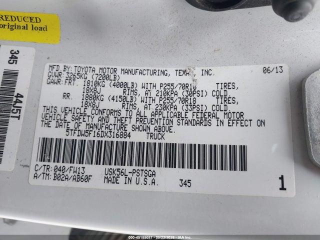 Aukcja sprzedaży 2013 Toyota Tundra Grade 5.7l V8, vin: 5TFDW5F16DX316884, numer aukcji: 45185087