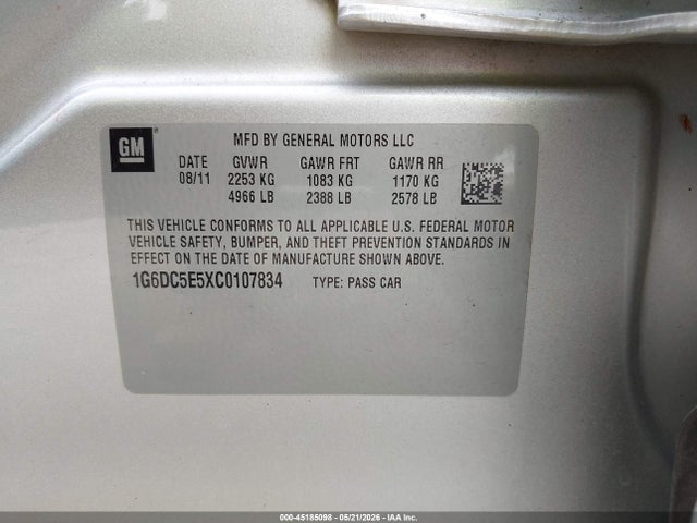 2012 Cadillac Cts Standard მანქანა იყიდება აუქციონზე, vin: 1G6DC5E5XC0107834, აუქციონის ნომერი: 45185098