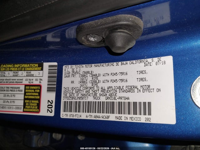 3TMDZ5BN2JM050717 Toyota Tacoma Sr5 V6