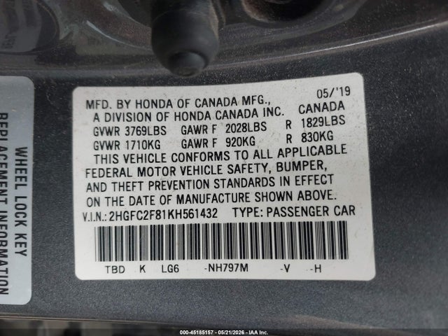 2HGFC2F81KH561432 Honda Civic Sport