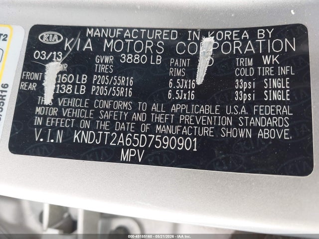Aukcja sprzedaży 2013 Kia Soul +, vin: KNDJT2A65D7590901, numer aukcji: 45185160