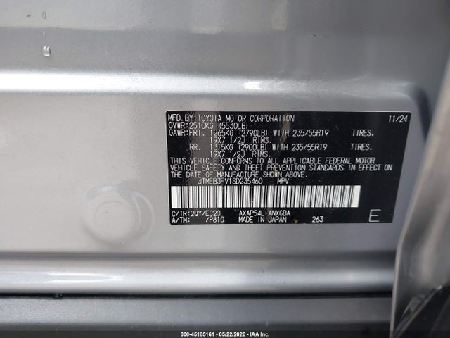 45185161 :رقم المزاد ، JTMEB3FV1SD235460 vin ، 2025 Toyota Rav4 Plug-in Hybrid Xse مزاد بيع
