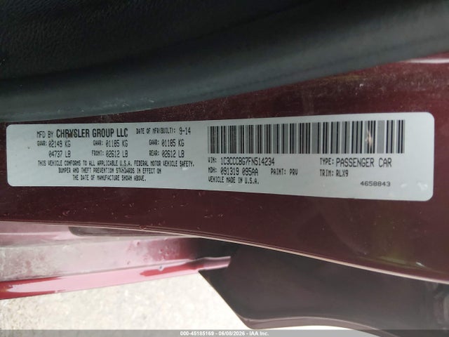 45185169 :رقم المزاد ، 1C3CCCBG7FN514234 vin ، 2015 Chrysler 200 S مزاد بيع