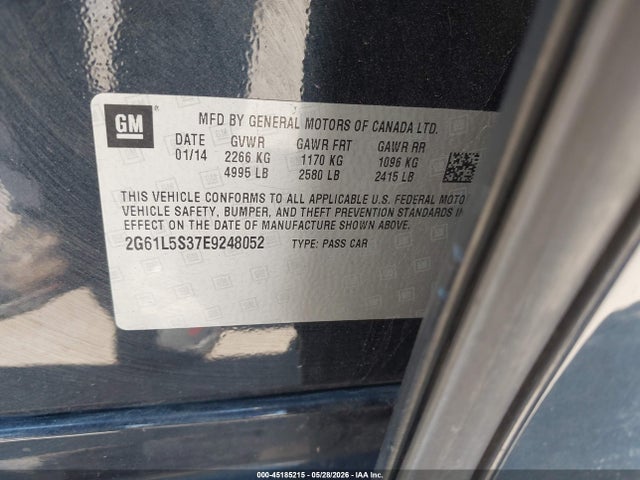 2014 Cadillac Xts Standard მანქანა იყიდება აუქციონზე, vin: 2G61L5S37E9248052, აუქციონის ნომერი: 45185215