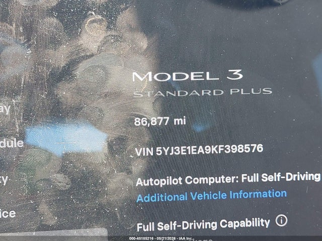 5YJ3E1EA9KF398576 Tesla Model 3 Long Range/mid Range/standard Range/standard Range Plus