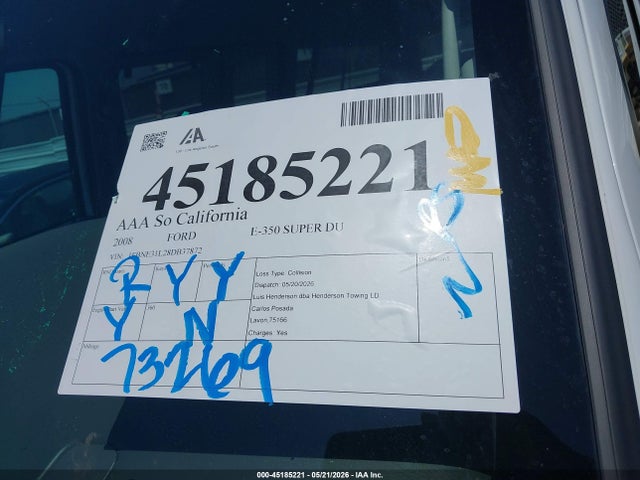 Aukcja sprzedaży 2008 Ford E-350 Super Duty Xl/xlt, vin: 1FBNE31L28DB37872, numer aukcji: 45185221