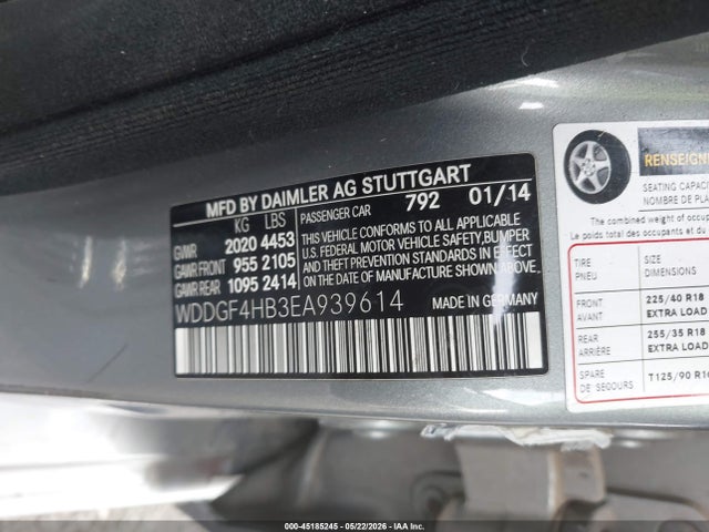 Aukcja sprzedaży 2014 Mercedes-benz C 250 Sport, vin: WDDGF4HB3EA939614, numer aukcji: 45185245