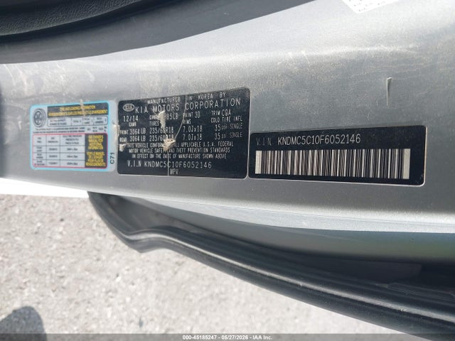 45185247 :رقم المزاد ، KNDMC5C10F6052146 vin ، 2015 Kia Sedona Ex مزاد بيع