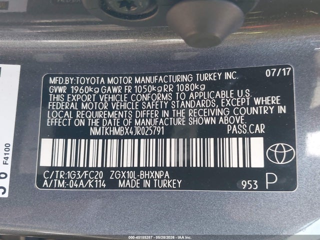 Продаж на аукціоні авто 2018 Toyota C-hr Xle/xle Premium, vin: NMTKHMBX4JR025791, номер лоту: 45185287