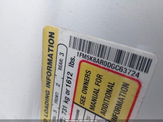 45185308 :رقم المزاد ، 1FM5K8AR0DGC63724 vin ، 2013 Ford Utility Police Interceptor مزاد بيع