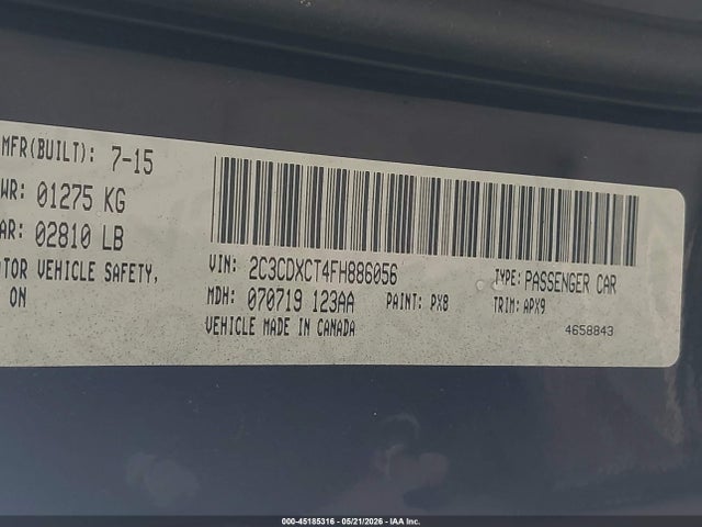 Продаж на аукціоні авто 2015 Dodge Charger R/t, vin: 2C3CDXCT4FH886056, номер лоту: 45185316