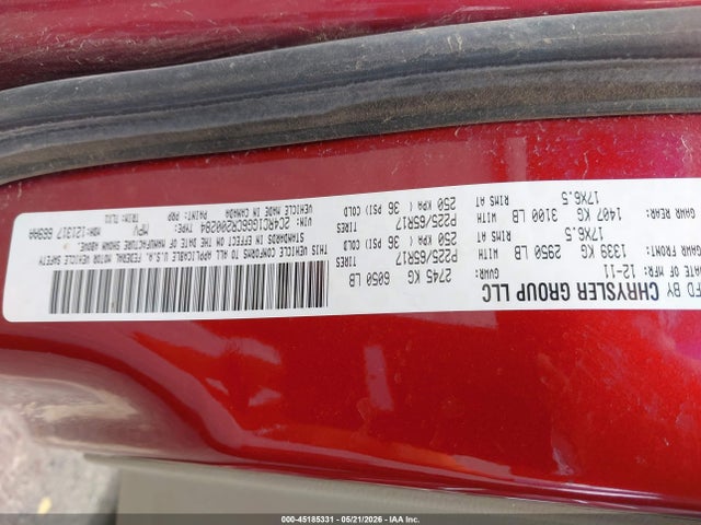 2012 Chrysler Town & Country Limited მანქანა იყიდება აუქციონზე, vin: 2C4RC1GG6CR200284, აუქციონის ნომერი: 45185331