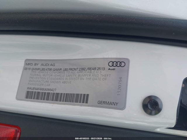 Aukcja sprzedaży 2019 Audi A4 45 Premium, vin: WAUENAF4XKA066427, numer aukcji: 45185333