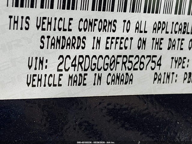 Продажа на аукционе авто 2015 Dodge Grand Caravan Sxt, vin: 2C4RDGCG0FR526754, номер лота: 45185336