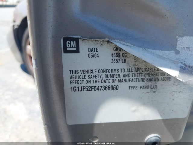 2004 Chevrolet Cavalier Ls მანქანა იყიდება აუქციონზე, vin: 1G1JF52F547366060, აუქციონის ნომერი: 45185345