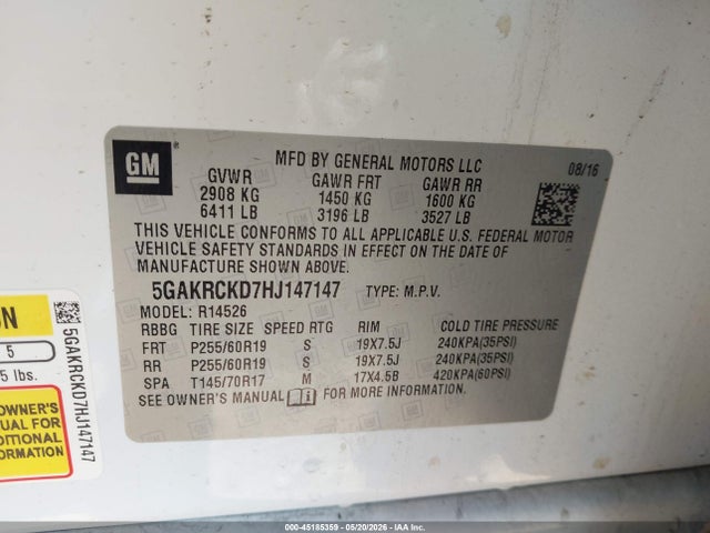 Buick Enclave Premium 2017 5GAKRCKD7HJ147147 Image 9