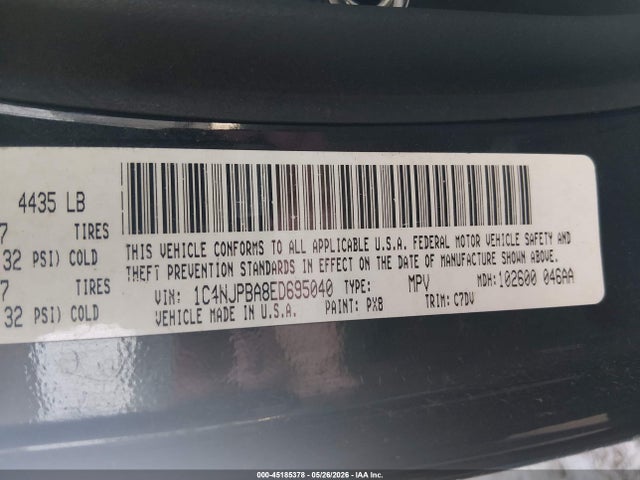 Aukcja sprzedaży 2014 Jeep Patriot Altitude, vin: 1C4NJPBA8ED695040, numer aukcji: 45185378