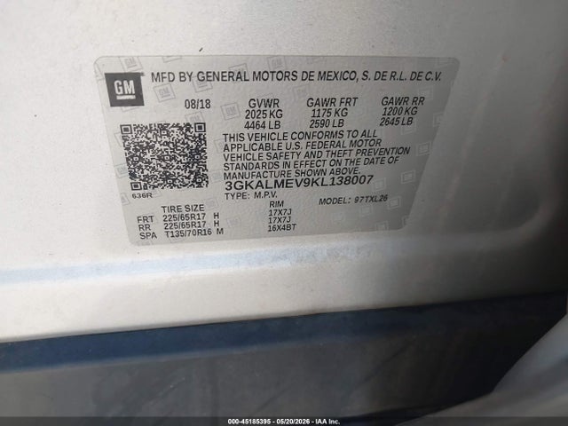 Продажа на аукционе авто 2019 Gmc Terrain Sle, vin: 3GKALMEV9KL138007, номер лота: 45185395