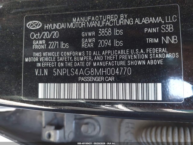 Hyundai ELANTRA SEL 2021 5NPLS4AG8MH004770 Image 9