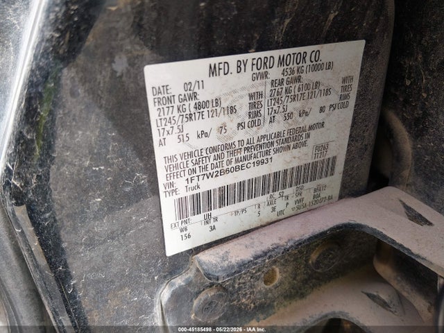 Aukcja sprzedaży 2011 Ford F-250 Xlt, vin: 1FT7W2B60BEC19931, numer aukcji: 45185498