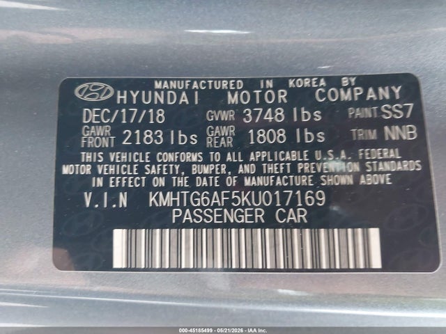 Продажа на аукционе авто 2019 Hyundai Veloster 2.0, vin: KMHTG6AF5KU017169, номер лота: 45185499