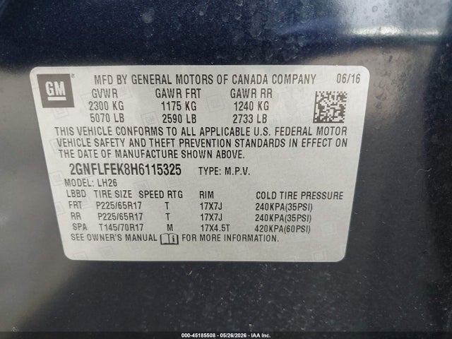 Chevrolet EQUINOX LT 2017 2GNFLFEK8H6115325 Image 9