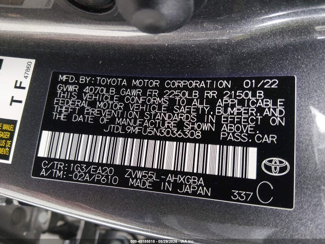 Aukcja sprzedaży 2022 Toyota Prius Xle Awd-e, vin: JTDL9MFU5N3036308, numer aukcji: 45185518