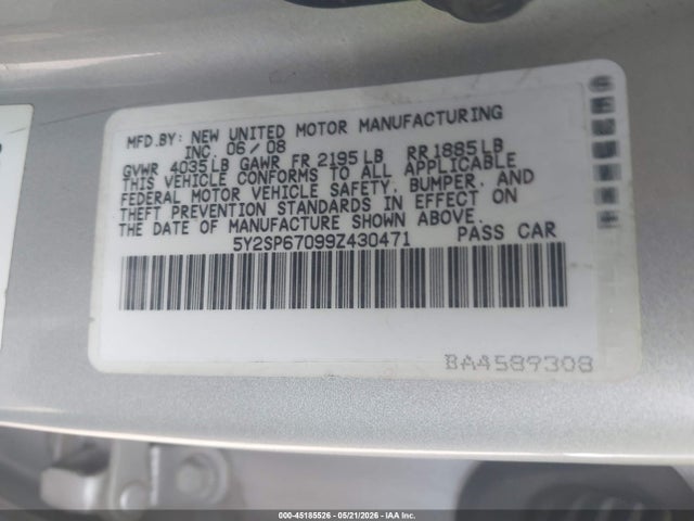 Aukcja sprzedaży 2009 Pontiac Vibe, vin: 5Y2SP67099Z430471, numer aukcji: 45185526