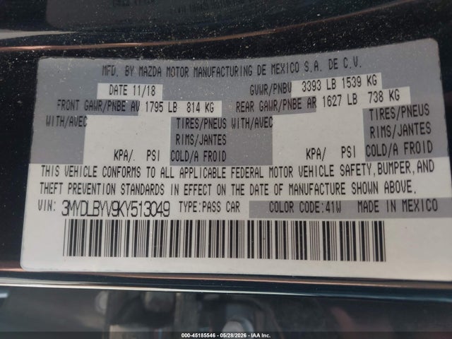 Aukcja sprzedaży 2019 Toyota Yaris Le, vin: 3MYDLBYV9KY513049, numer aukcji: 45185546