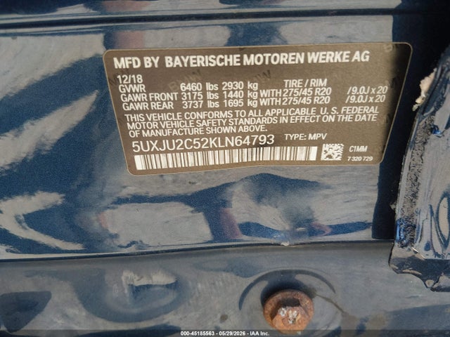 5UXJU2C52KLN64793 BMW X5 Xdrive50i