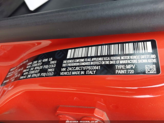 Aukcja sprzedaży 2015 Jeep Renegade Trailhawk, vin: ZACCJBCT1FPB33641, numer aukcji: 45185626