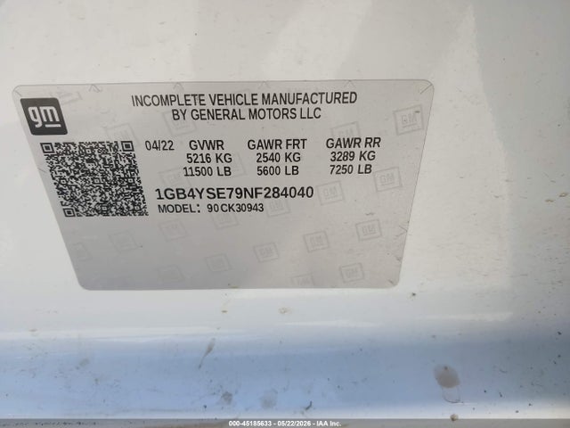 1GB4YSE79NF284040 Chevrolet Silverado 3500hd 4wd Long Bed Wt