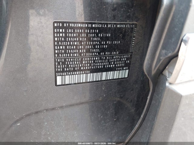 3VV4B7AX4NM084104 Volkswagen Tiguan 2.0t Sel R-line
