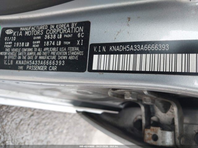 2010 Kia Rio5 Lx მანქანა იყიდება აუქციონზე, vin: KNADH5A33A6666393, აუქციონის ნომერი: 45185690