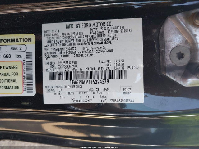 Продажа на аукционе авто 2015 Ford Mustang V6, vin: 1FA6P8AM1F5324579, номер лота: 45185691