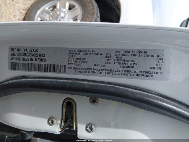 2022 Ram 2500 Tradesman  4x4 6'4 Box მანქანა იყიდება აუქციონზე, vin: 3C6UR5CJ0NG271983, აუქციონის ნომერი: 45185720