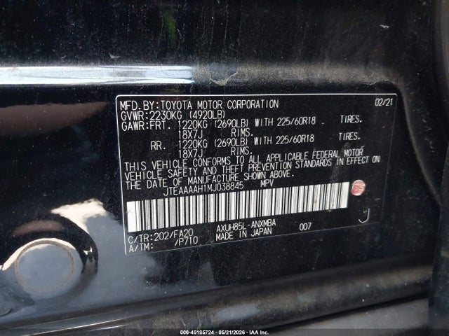 JTEAAAAH1MJ038845 Toyota VENZA LE