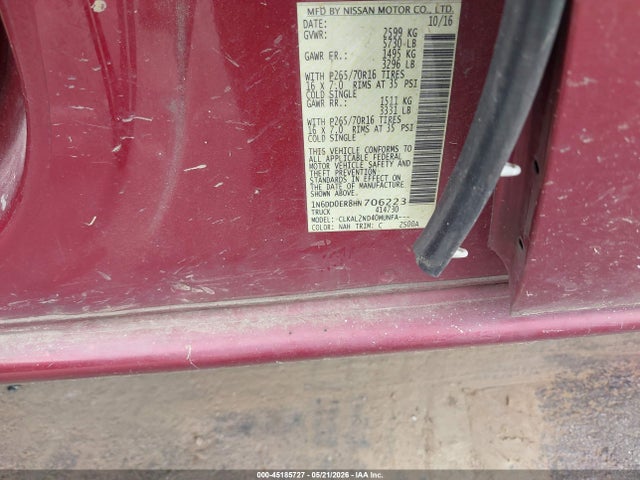 Aukcja sprzedaży 2017 Nissan Frontier Sv, vin: 1N6DD0ER8HN706223, numer aukcji: 45185727