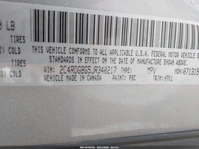 2C4RDGBG5JR340217 Dodge Grand Caravan Se
