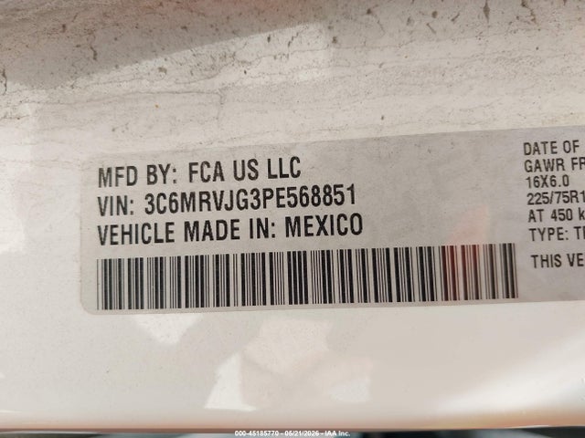 Продажа на аукционе авто 2023 Ram Promaster 3500 Cargo Van High Roof 159 Wb Ext, vin: 3C6MRVJG3PE568851, номер лота: 45185770