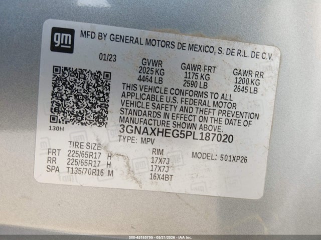 3GNAXHEG5PL187020 Chevrolet Equinox Fwd Ls