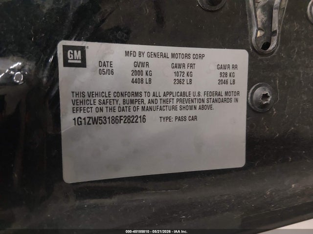 Auction sale of the 2006 Chevrolet Malibu Ss, vin: 1G1ZW53186F282216, lot number: 45185810