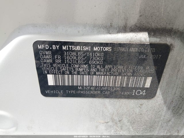 Aukcja sprzedaży 2018 Mitsubishi Mirage G4 Se, vin: ML32F4FJ2JHF01396, numer aukcji: 45185829