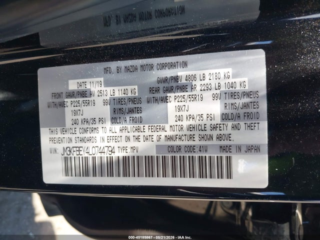 Aukcja sprzedaży 2020 Mazda Cx-5 Signature, vin: JM3KFBEY4L0744794, numer aukcji: 45185867