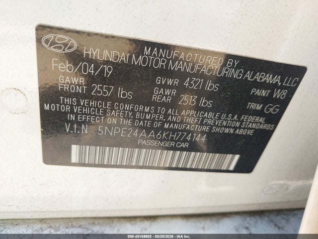 Hyundai SONATA ECO 2019 5NPE24AA6KH774144 Image 9