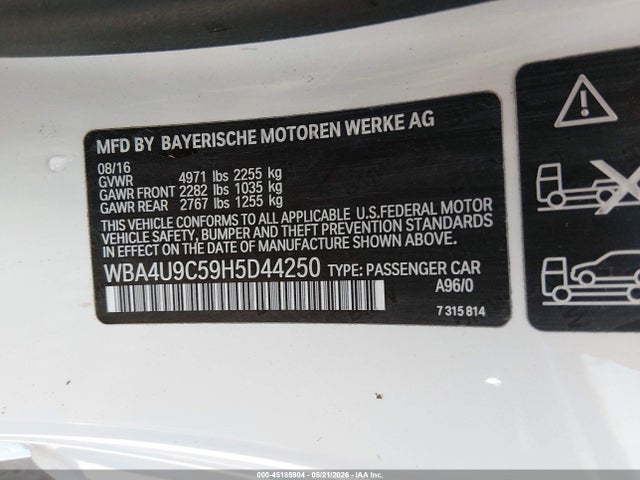 2017 Bmw 430i Xdrive მანქანა იყიდება აუქციონზე, vin: WBA4U9C59H5D44250, აუქციონის ნომერი: 45185904