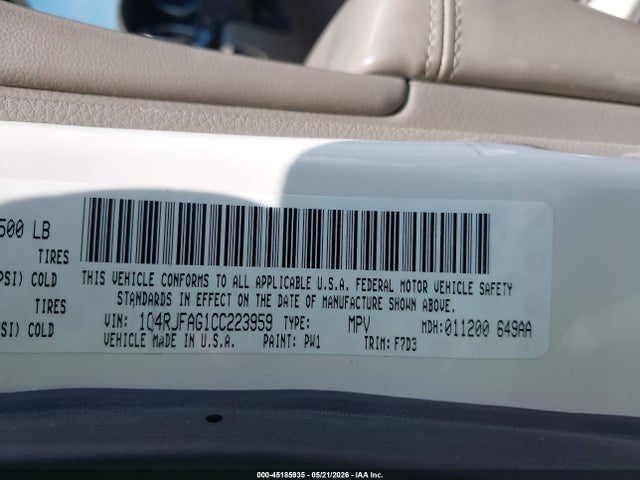 Auction sale of the 2012 Jeep Grand Cherokee Laredo, vin: 1C4RJFAG1CC223959, lot number: 45185935
